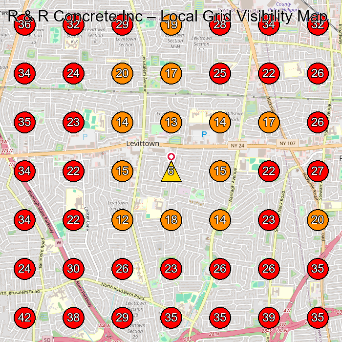 R & R Concrete Inc GeoGrid visibility map for Masonry Contractor in Levittown